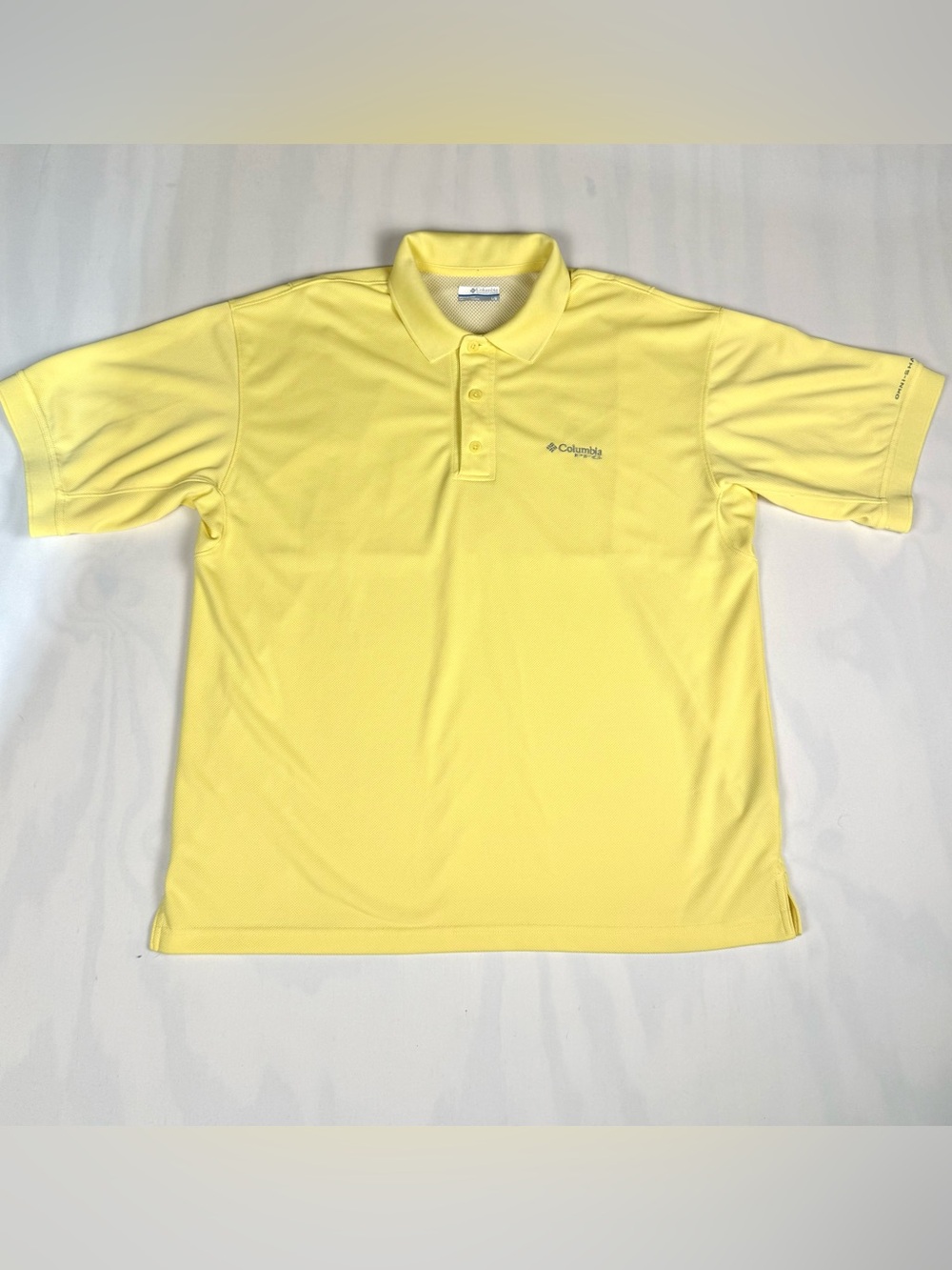Columbia PFG Men's Yellow Performance Polo Shirt Omni-Shade Fishing Golf L